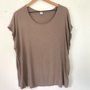 Taupe Stone Gray Scoop neck Slub Knit Short Sleeve Tee Old Navy XL